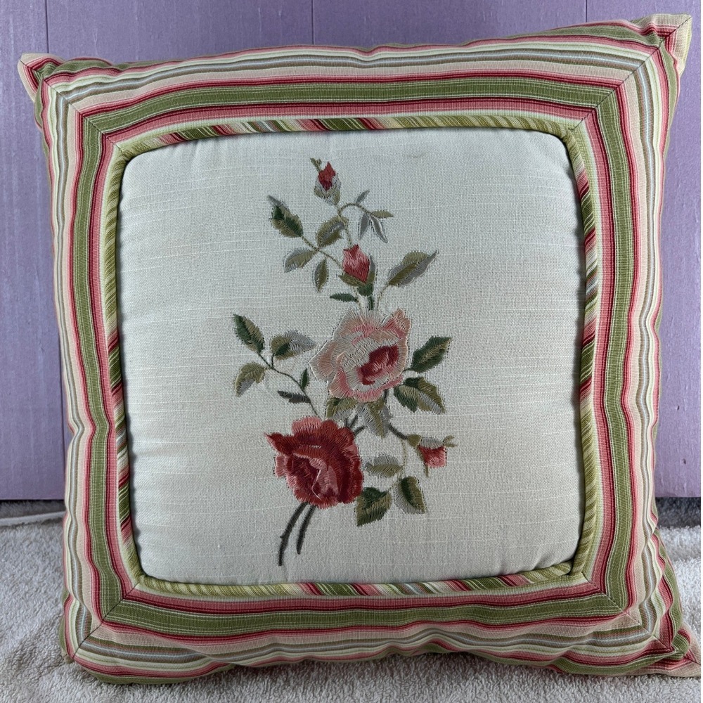 Vintage Romantic Floral‎ Pillow Set Embroidered Cottagecore French Country Decor - Picture 7 of 16